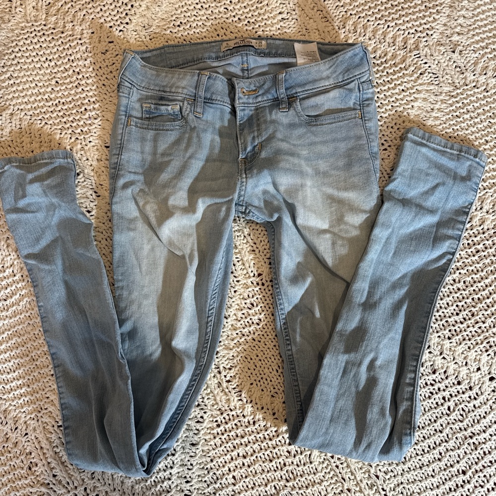 Hollister Blue Skinny Jeans with Stretch and Faded Look